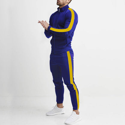 Men's Fashion Personalized Color Matching Hooded Sports Suit