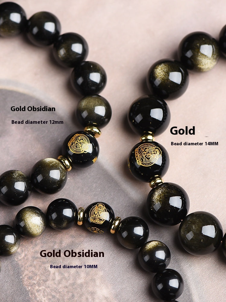 Buddhist Gold Obsidian Zodiac Bracelet