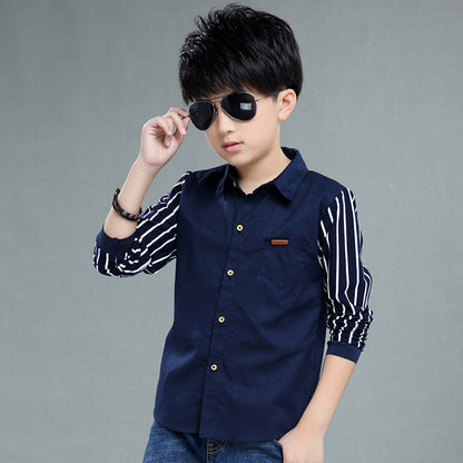 Children's Shirt Long-sleeved Autumn Casual Children's Striped Autumn Shirt