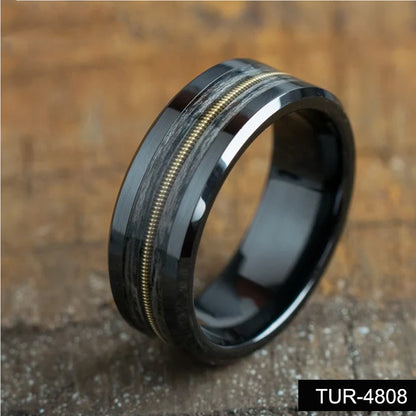 Tungsten Steel Flat Glossy Electric Black Ring