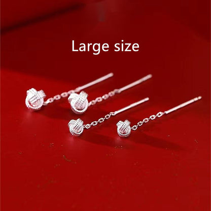 Women's Sterling Silver Ruyi Knot Stud Earrings