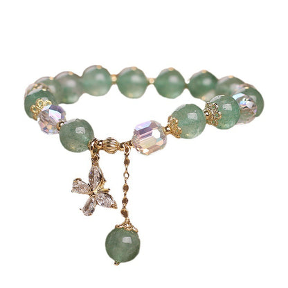 Natural Strawberry Quartz Green Crystal Bracelet For Women