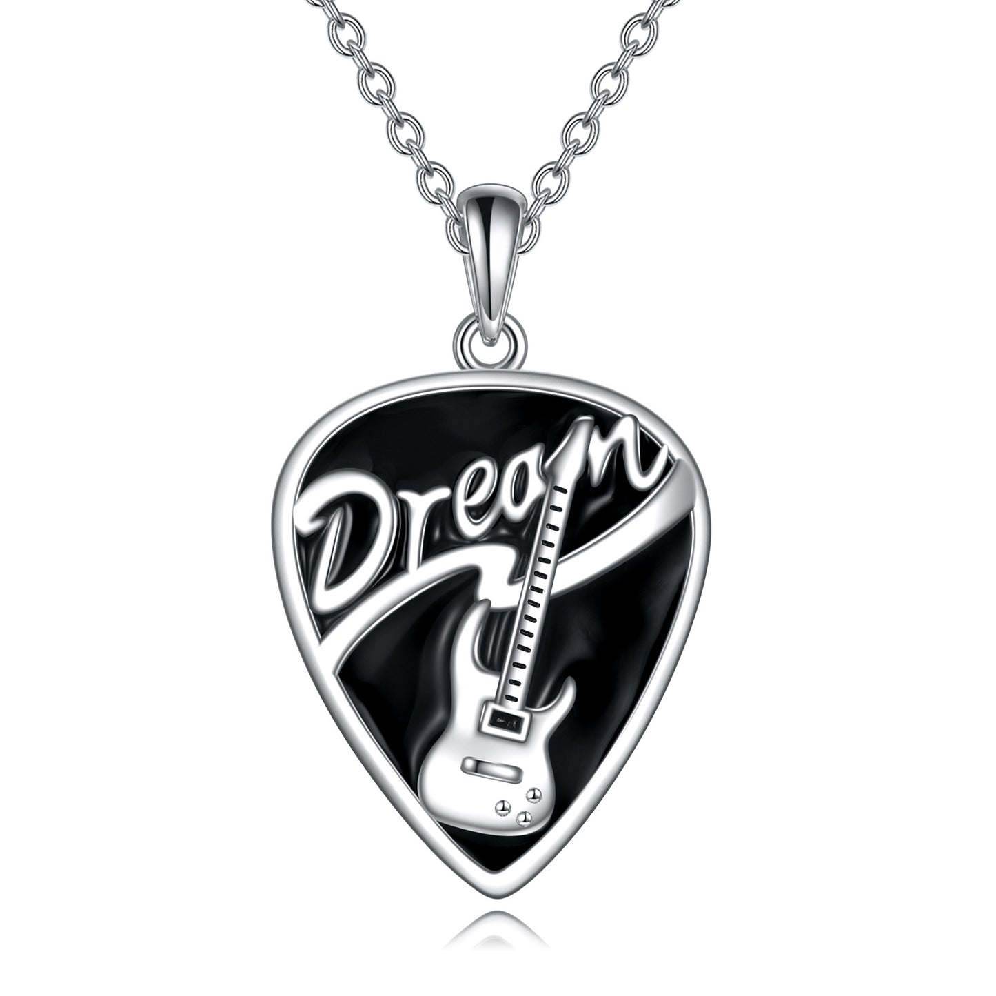 Sterling Silver Music Guitar Pick Pendant Necklace Jewelry Gifts for Women