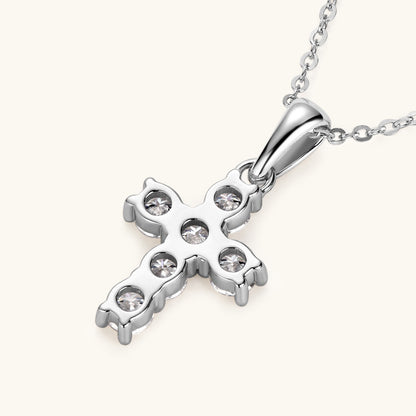 Ins Cross Diamond Necklace French Retro 925 Silver Pendant