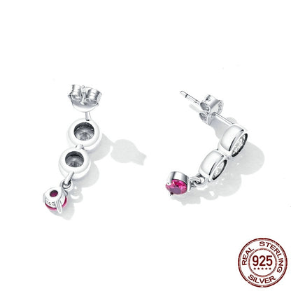 Sterling Silver S925 Simple Colorful Earrings