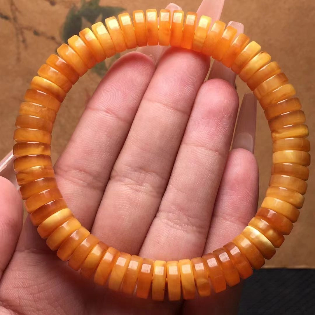 Natural Beeswax Old Honey Thin Cut Pills Bracelet