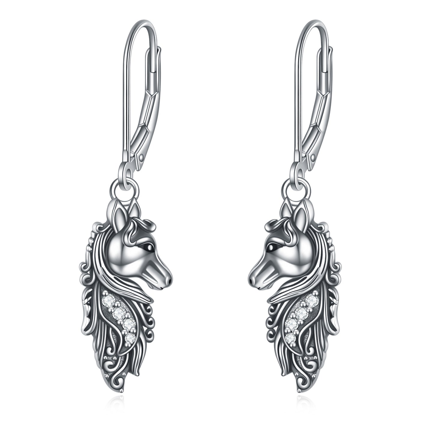 Sterling Silver Horse Dangle Drop Leverback Earrings Jewelry Gifts