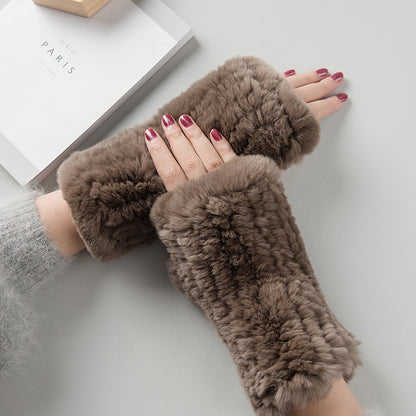 Sweet Warm And Thickened Rex Rabbit Fur Gloves