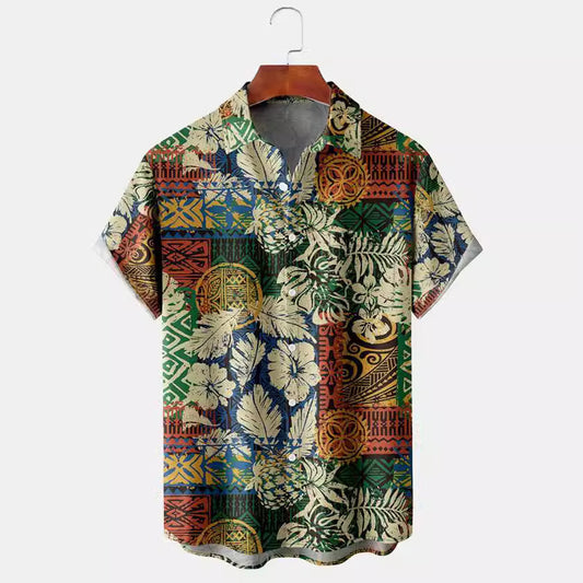 Summer Casual Printed Hawaiian Shirt Men Vacation Seaside