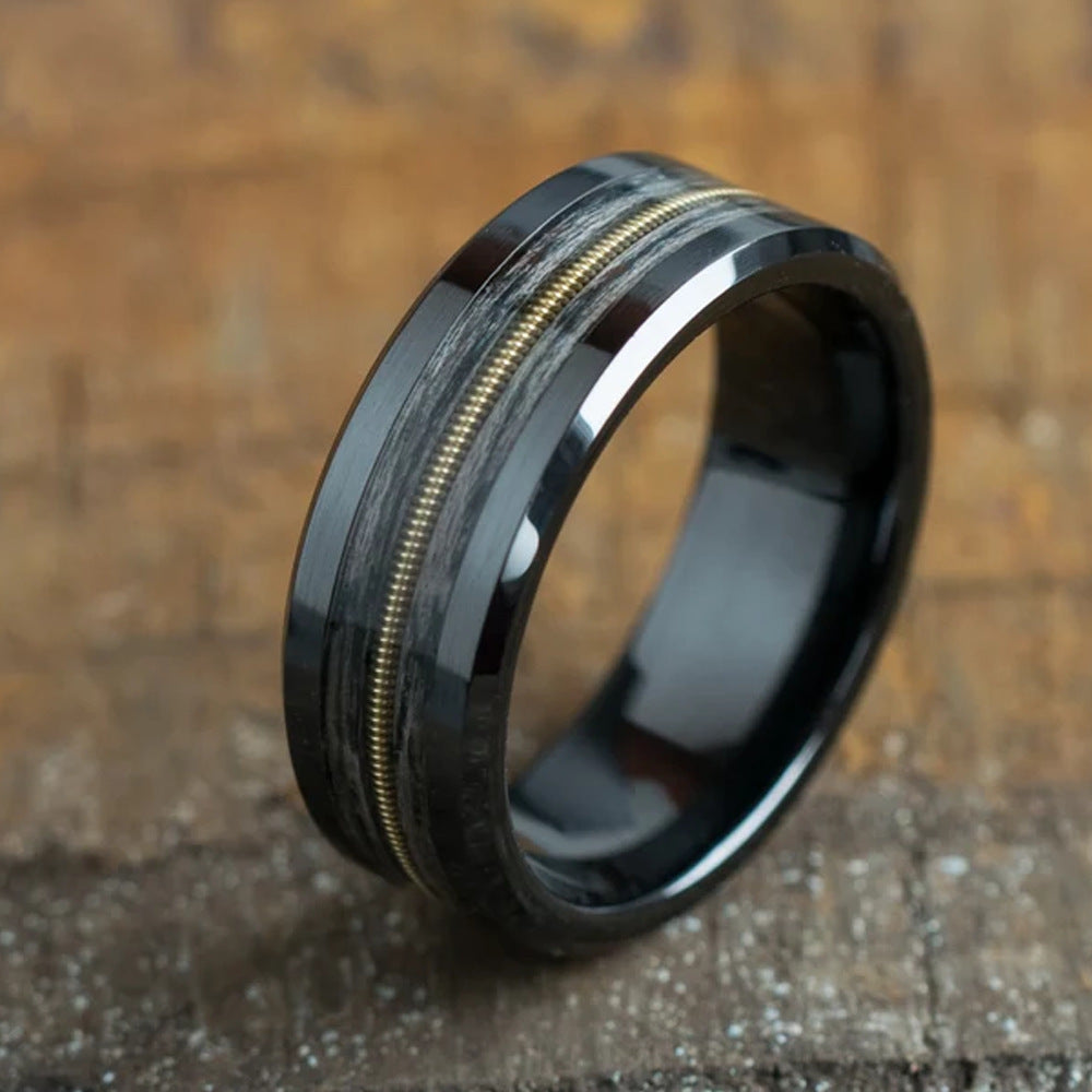 Tungsten Steel Flat Glossy Electric Black Ring