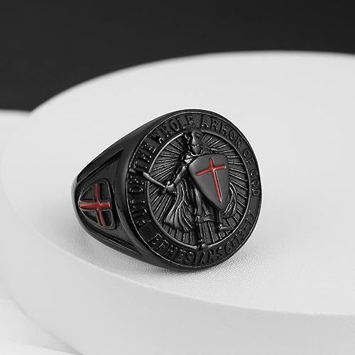 Retro Templar Shield Cross Titanium Steel Ring