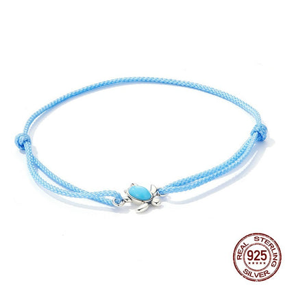 Sterling Silver S925 Blue Turtle Bracelet Simple