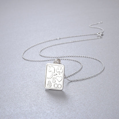 Retro Fairy Tale Version Square Plate S925 Silver Necklace