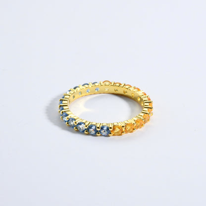 Colorful Diamond Round Simple Elegant Ring