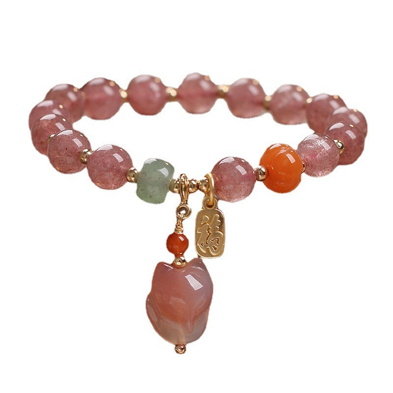 Attracting Male Transfer Natural Strawberry Quartz Bracelet