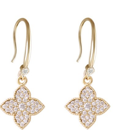 Women's Exquisite Four-leaf Clover Shiny Zircon Flower All-match Light Luxury And Simplicity Earrings