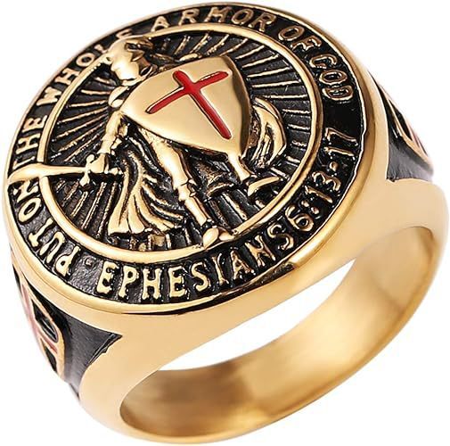 Retro Templar Shield Cross Titanium Steel Ring