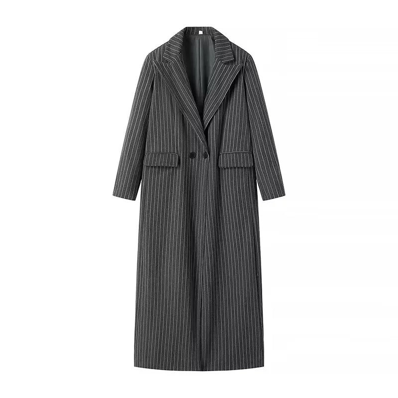 Women's Knitted Striped Woolen Coat