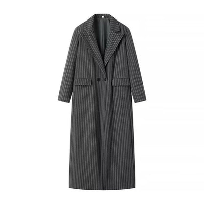 Women's Knitted Striped Woolen Coat