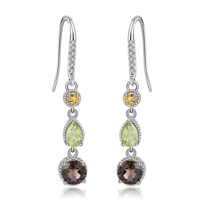 Fashionable Elegant Natural Gemstone Earrings S925 Silver