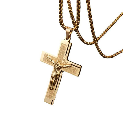 Fashion Titanium Steel Corrosion Cross Pendant Necklace