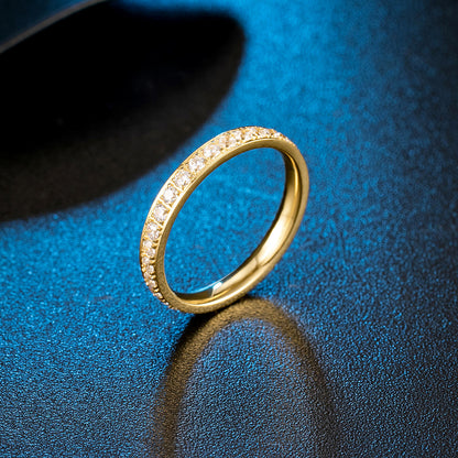 Titanium Steel With Diamonds Women's Ring Stackable