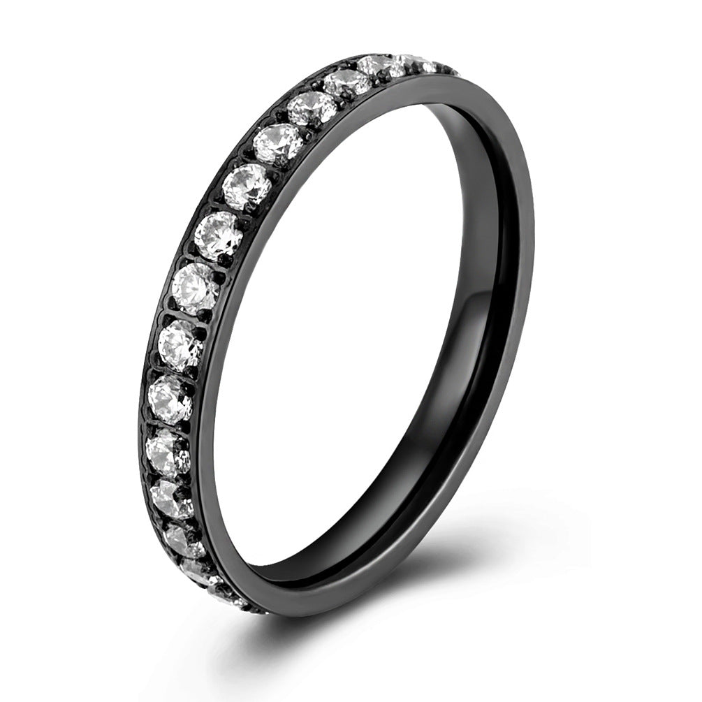 Titanium Steel With Diamonds Women's Ring Stackable