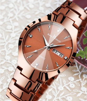 Casual fashion quartz double calendar luminous table