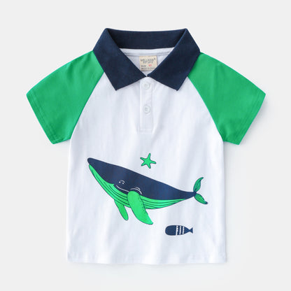 Children's Lapel Casual Slim Short Sleeve T-shirt