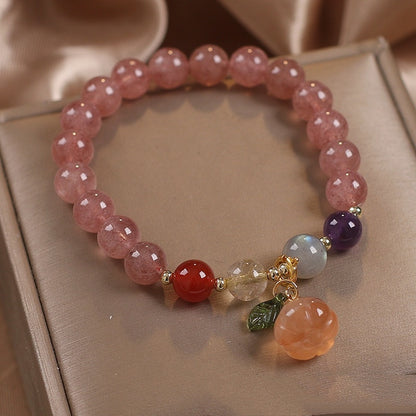 I Special-interest Design Lucky Attracting Male Natural Strawberry Quartz Beaded Bracelet