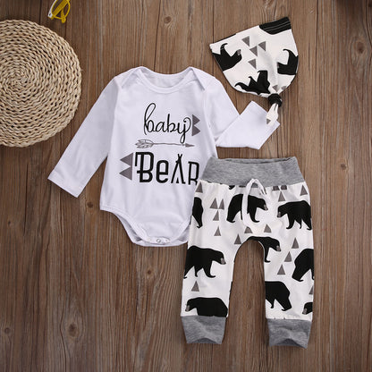 Boys clothes Bear letter Pattern long sleeve Romepr