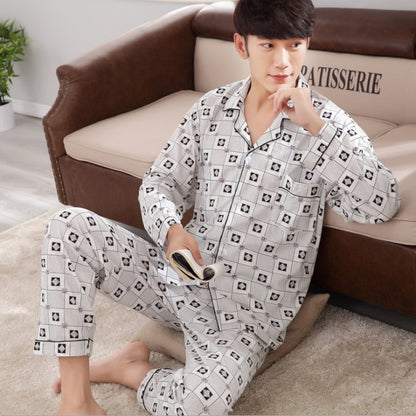 Men's knitted cotton home service suit