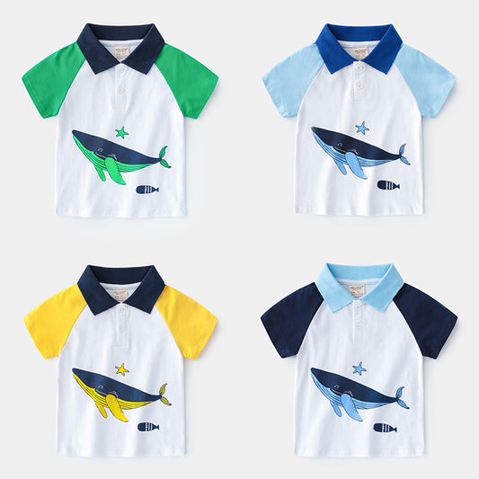 Children's Lapel Casual Slim Short Sleeve T-shirt