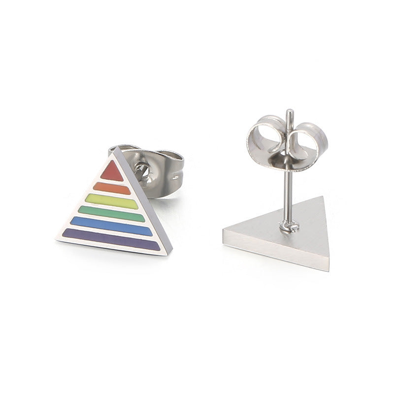 Stainless Steel Fashion Creative Rainbow Geometric Earrings