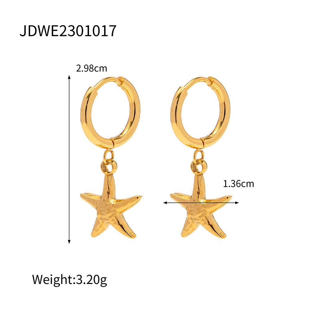 18K Gold Stainless Steel Starfish Pendant For Women All-match