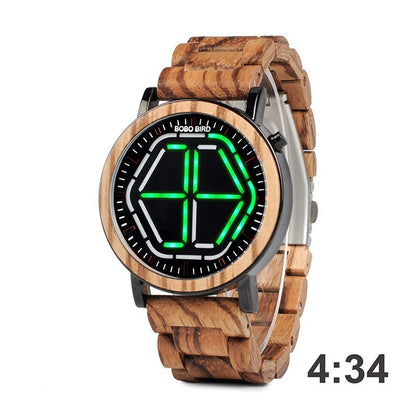 Night vision wooden watch