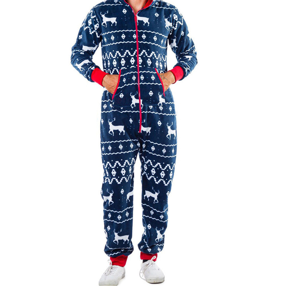 Christmas Family X'mas Costume Snowman Striped Print Jumpsuit Pajama