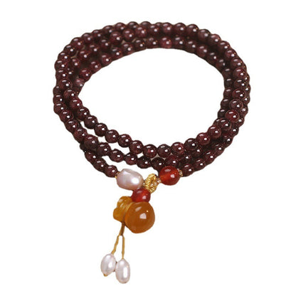 Ethnic Style Multi-circle Natural Garnet Legend Bracelet