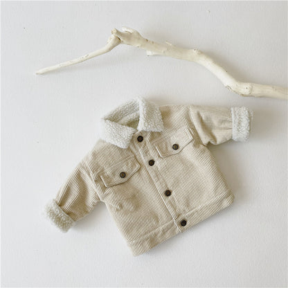 Children's Plush And Thickened Lamb Coat Corduroy Jacket