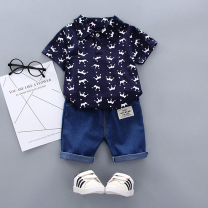 Korean Style Summer Male Crown Short-Sleeved Baby Clothes