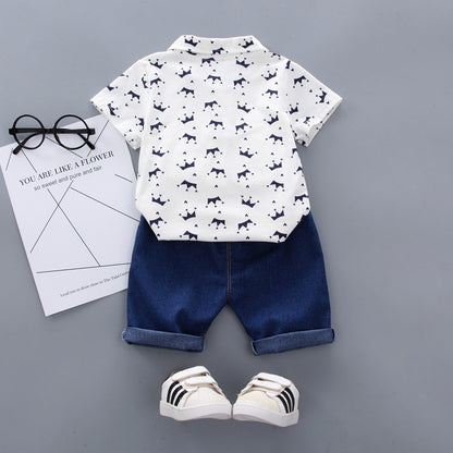 Korean Style Summer Male Crown Short-Sleeved Baby Clothes