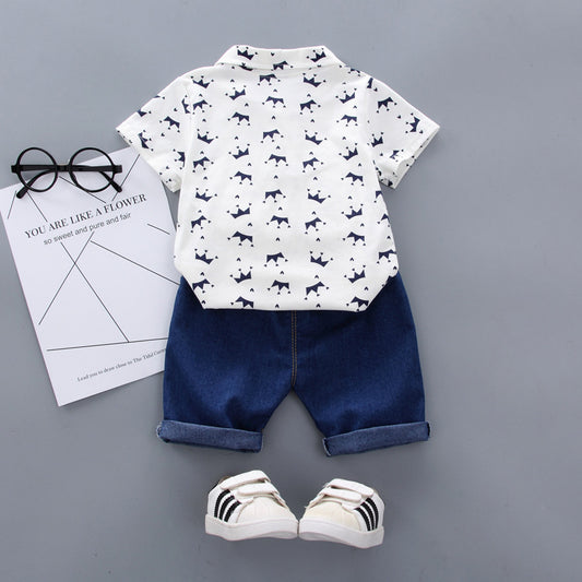 Korean Style Summer Male Crown Short-Sleeved Baby Clothes