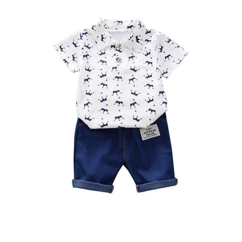 Korean Style Summer Male Crown Short-Sleeved Baby Clothes