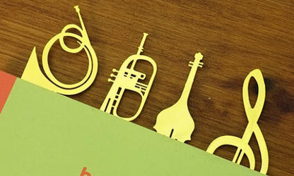 8 Pieces Of Exquisite Note Musical Instrument Bookmark Metal Gilded Lanyard