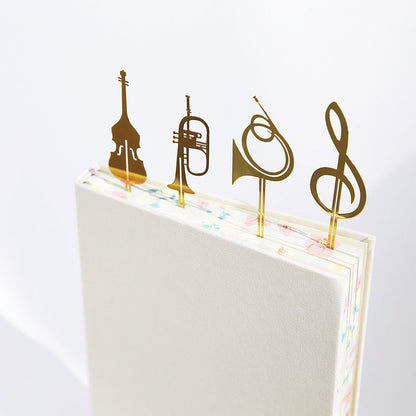 8 Pieces Of Exquisite Note Musical Instrument Bookmark Metal Gilded Lanyard