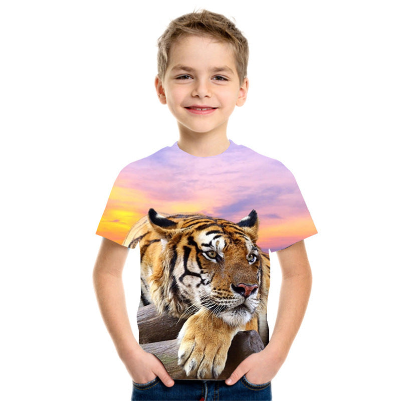 3D Digital Printing Short Sleeve Fashion Kids T-shirt Top