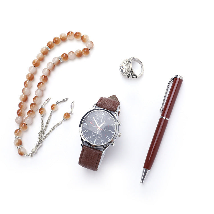 Set Boutique Gift Set Ring Rosary Quartz Watch Pen