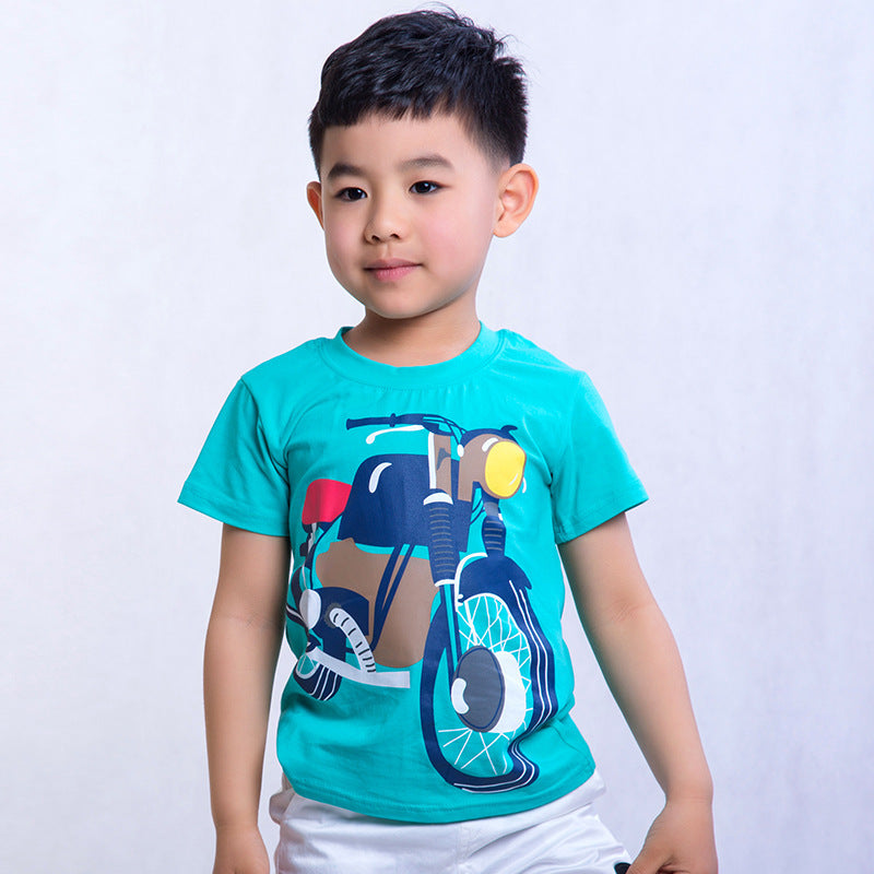 CUHK Boys' Cartoon Printed Children's T-shirt Trendy Children's Short-sleeved T-shirt