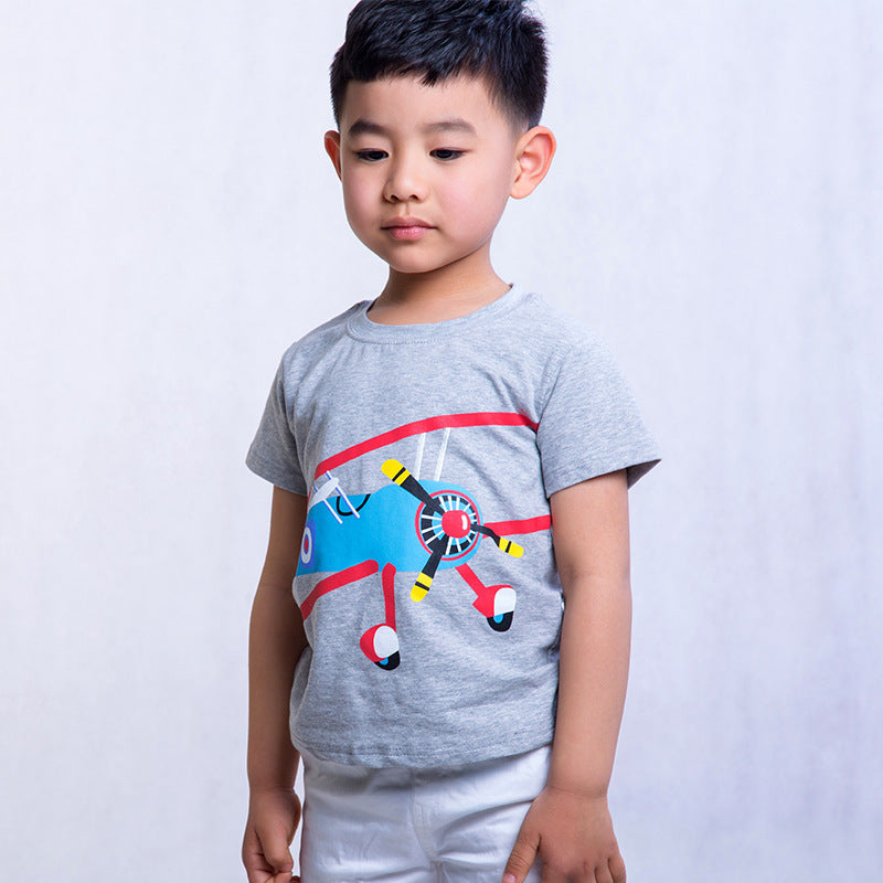 CUHK Boys' Cartoon Printed Children's T-shirt Trendy Children's Short-sleeved T-shirt