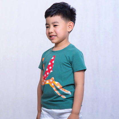 CUHK Boys' Cartoon Printed Children's T-shirt Trendy Children's Short-sleeved T-shirt